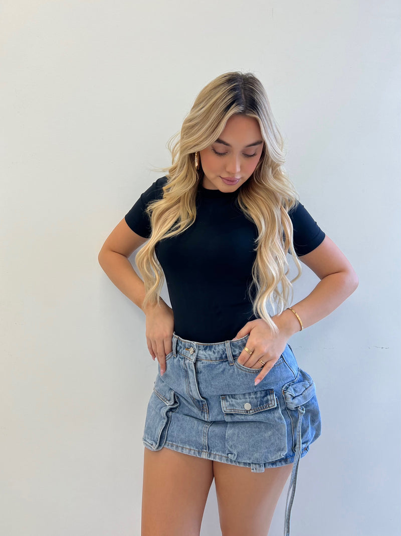 PRECIOUS CARGO DENIM SKIRT