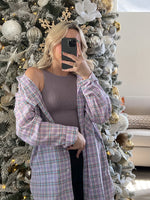 CHILL BACK FLANNEL SHIRT DRESS LILAC