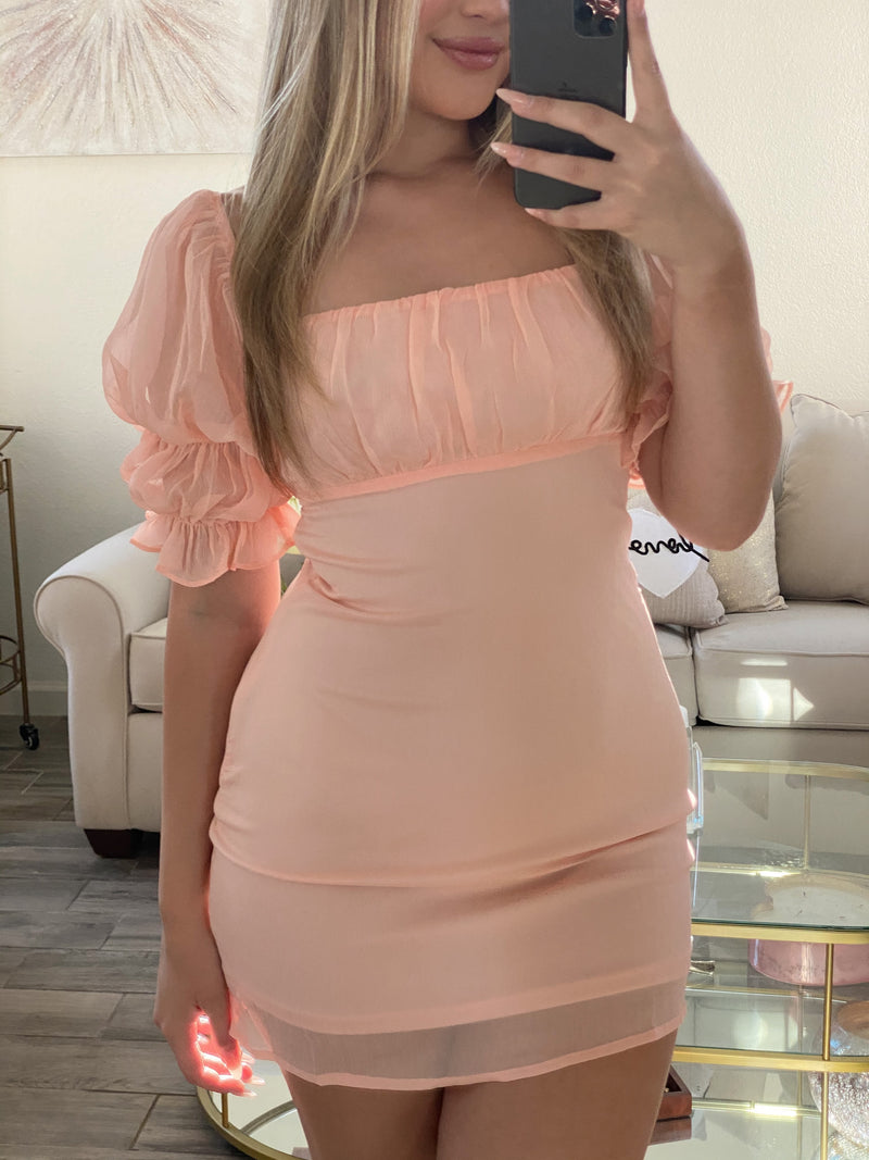 FORMALLY INVITED MINI DRESS PEACH PINK