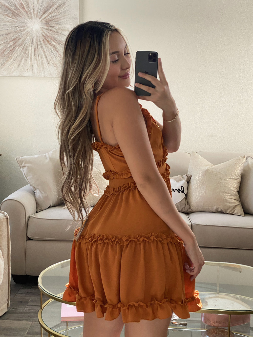 ATHENA MINI DRESS COGNAC