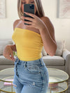 MAKE ME STAY BODYSUIT YELLOW